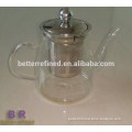 hand made transparent glass tea pot with stainless steel lid